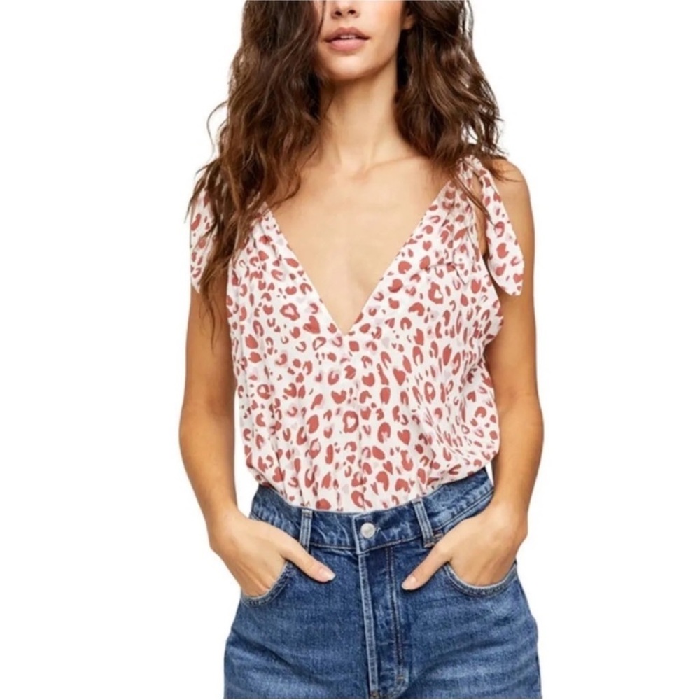 Free People Bare It All Leopard Print Tank Bodysuit